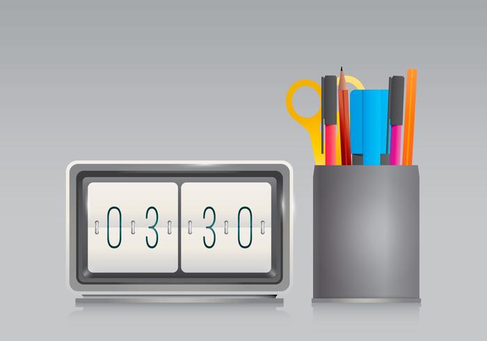 Pen Holder and Office Clock in Realist Style Pen Holder and Office Clock in Realist Style