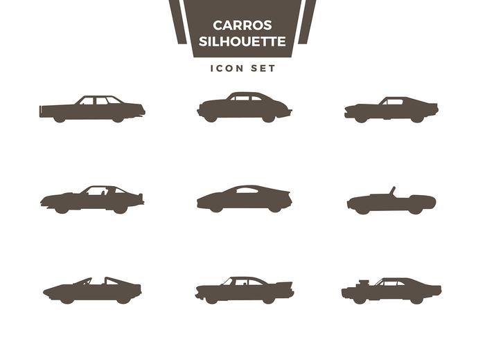 Carros Silhouette Icon Set Vector