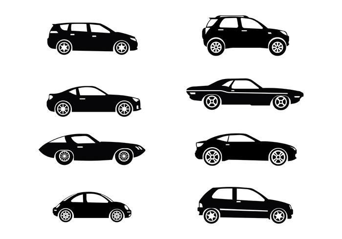 Silhouette Carros Icons Vector
