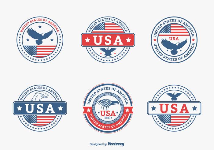 Colored USA Eagle Seal Vector Set