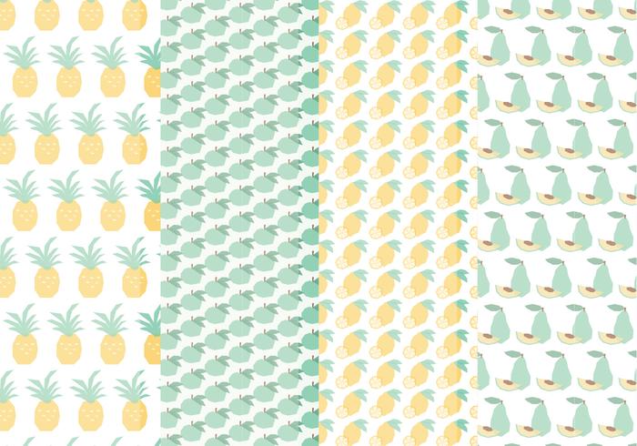 Vector Seamless Patterns of Hand Drawn Fruits