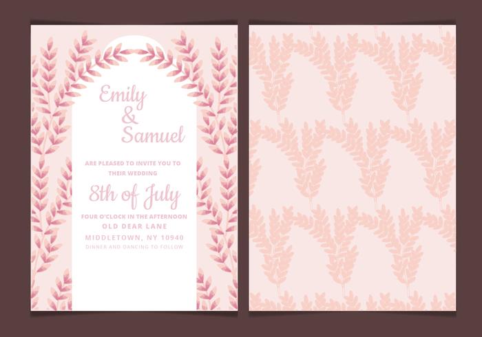 Vector Wedding Invitation with Feminine Branches