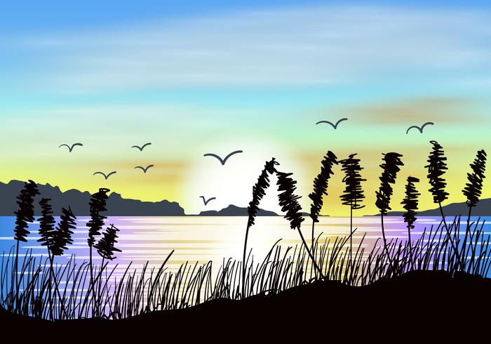Sea Oats Sunset View vector