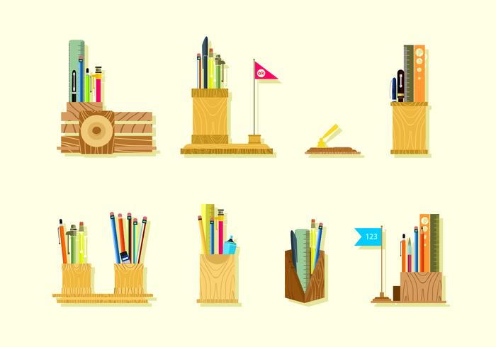 Wooden Pen Holder Free Vector