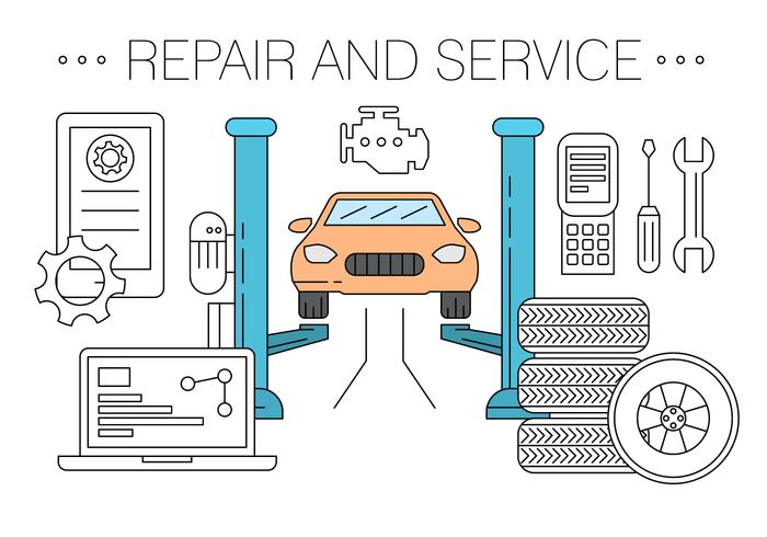 Free Vehicle Repair and Service Shop Vectors