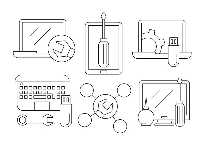 Iconos de Reparación de Computadoras gratuito vector