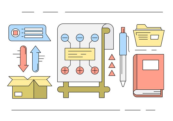 Libre lineales iconos de la oficina vector