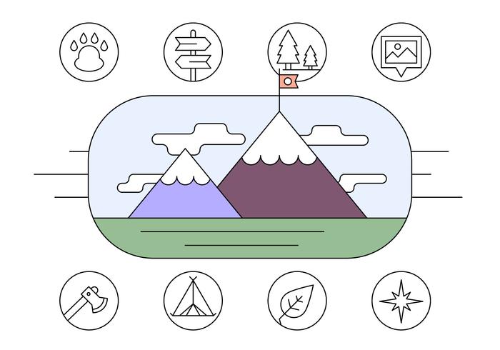 Free Hiking and Adventure Icons vector