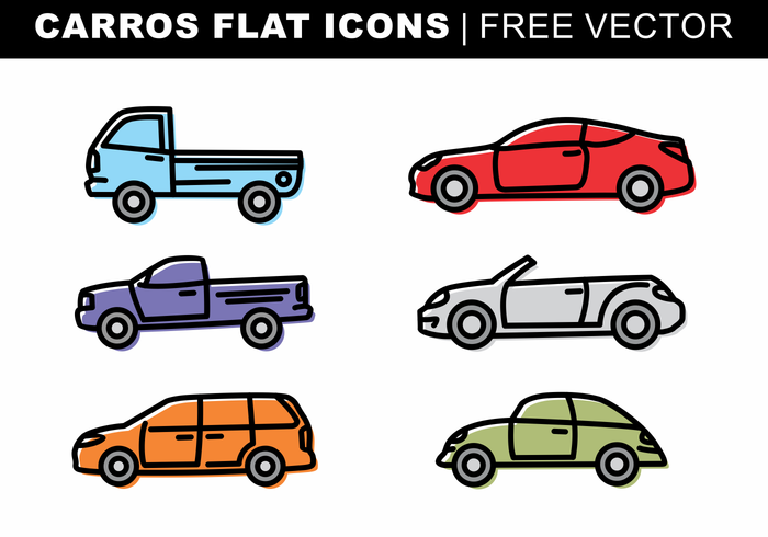 Carros Flat Icons Free Vector