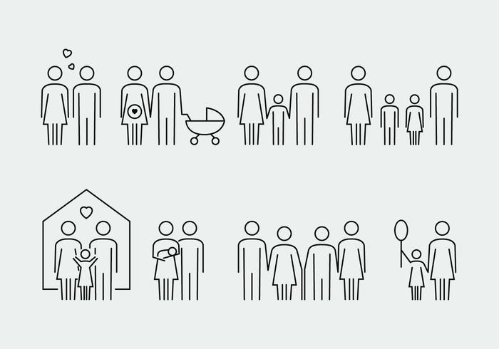 Modern Family Vector Pictograms Set