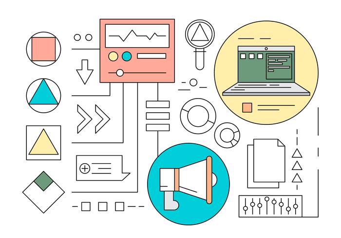 Iconos mínima libre de marketing diseñado en el vector