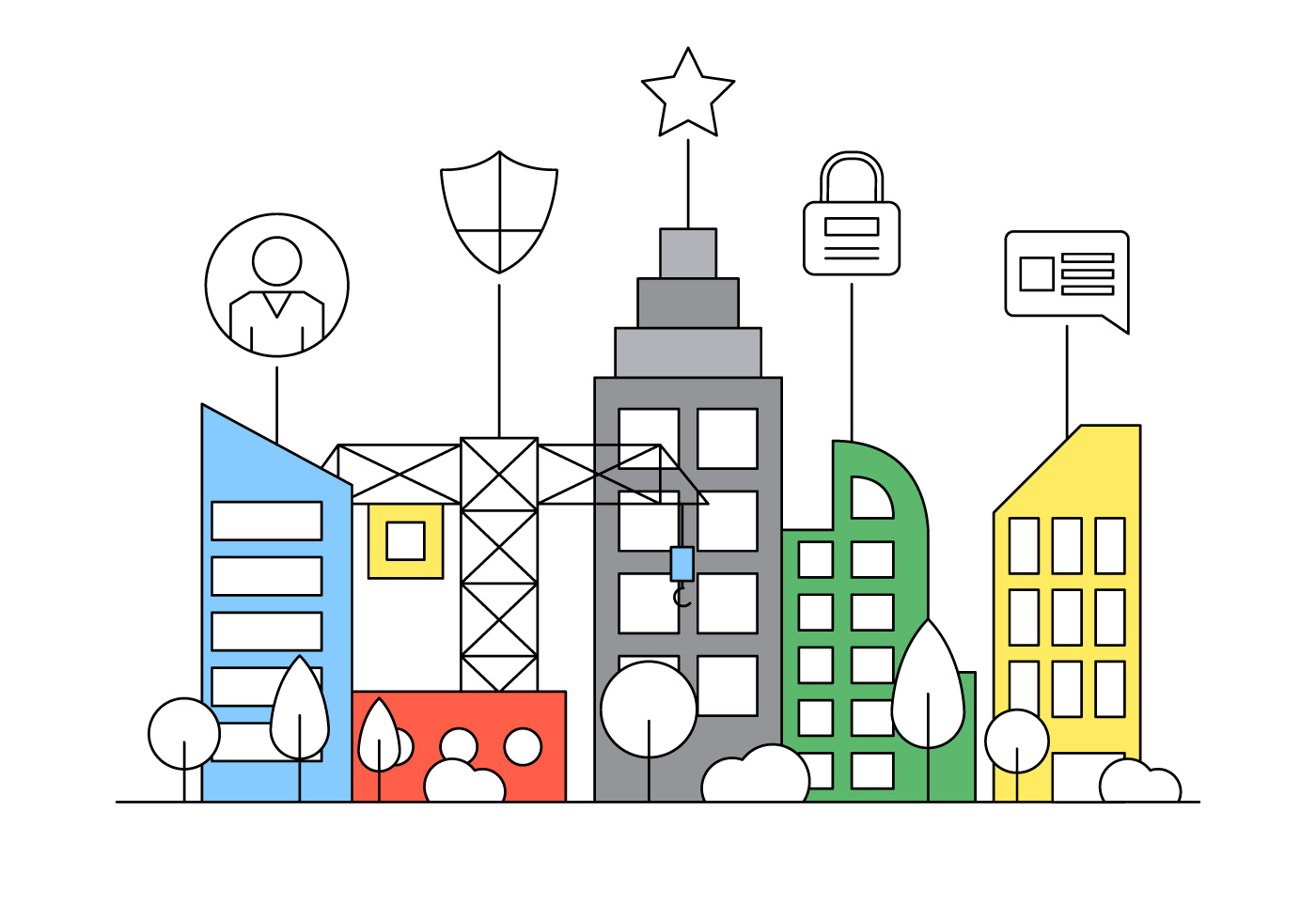 Smart City Flat Illustration - Download Free Vector Art, Stock Graphics