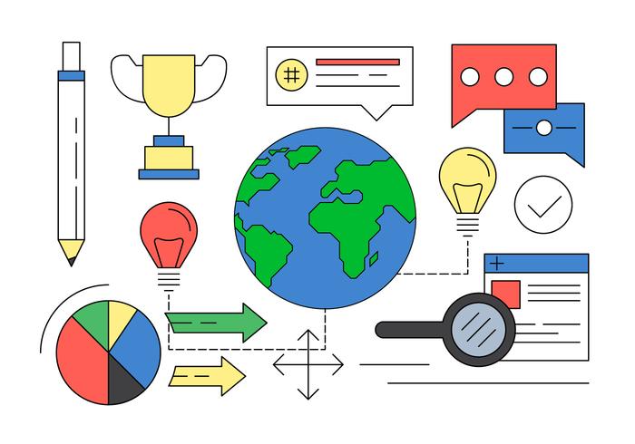 Illustration of Global Entrepeneurship Elements in Vector Illustration of Global Entrepeneurship Elements in Vector