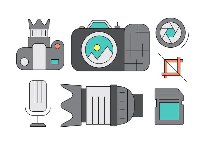 Colorful Photography Icons and Elements in Vector