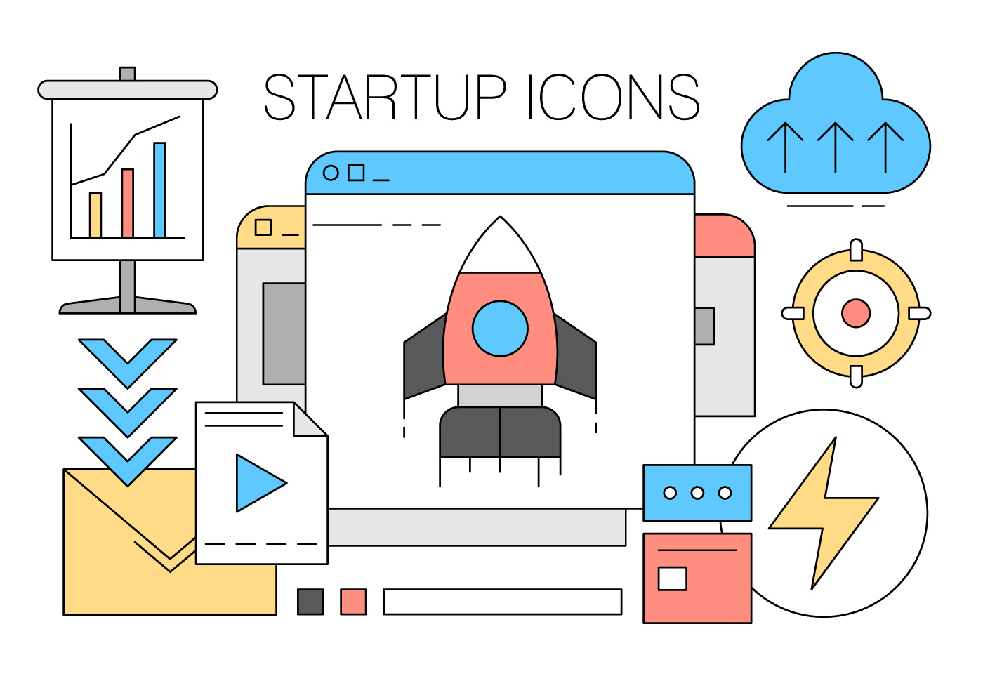Collection of Startup Icons in Vector 140433 Vector Art at Vecteezy