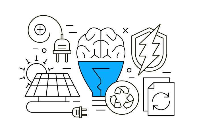 New Energy and Recycling Thin Line Designed Icons New Energy and Recycling Thin Line Designed Icons