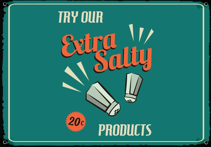 Retro Salty Food Sign vector