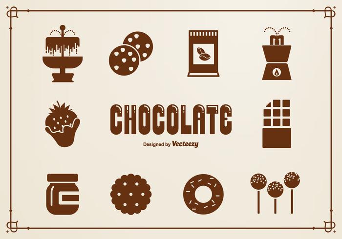 De chocolate Iconos de la silueta del vector