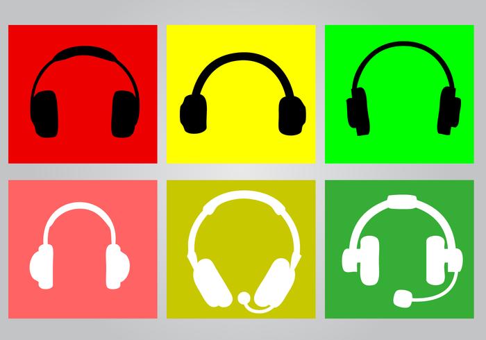 Bright Headphone Icon Set vector