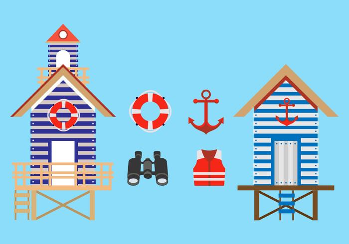 Flat Lifeguard Stand Vectors