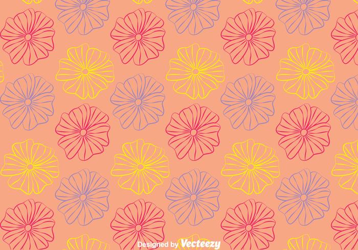 Line Petunia Flowers Pattern Background vector