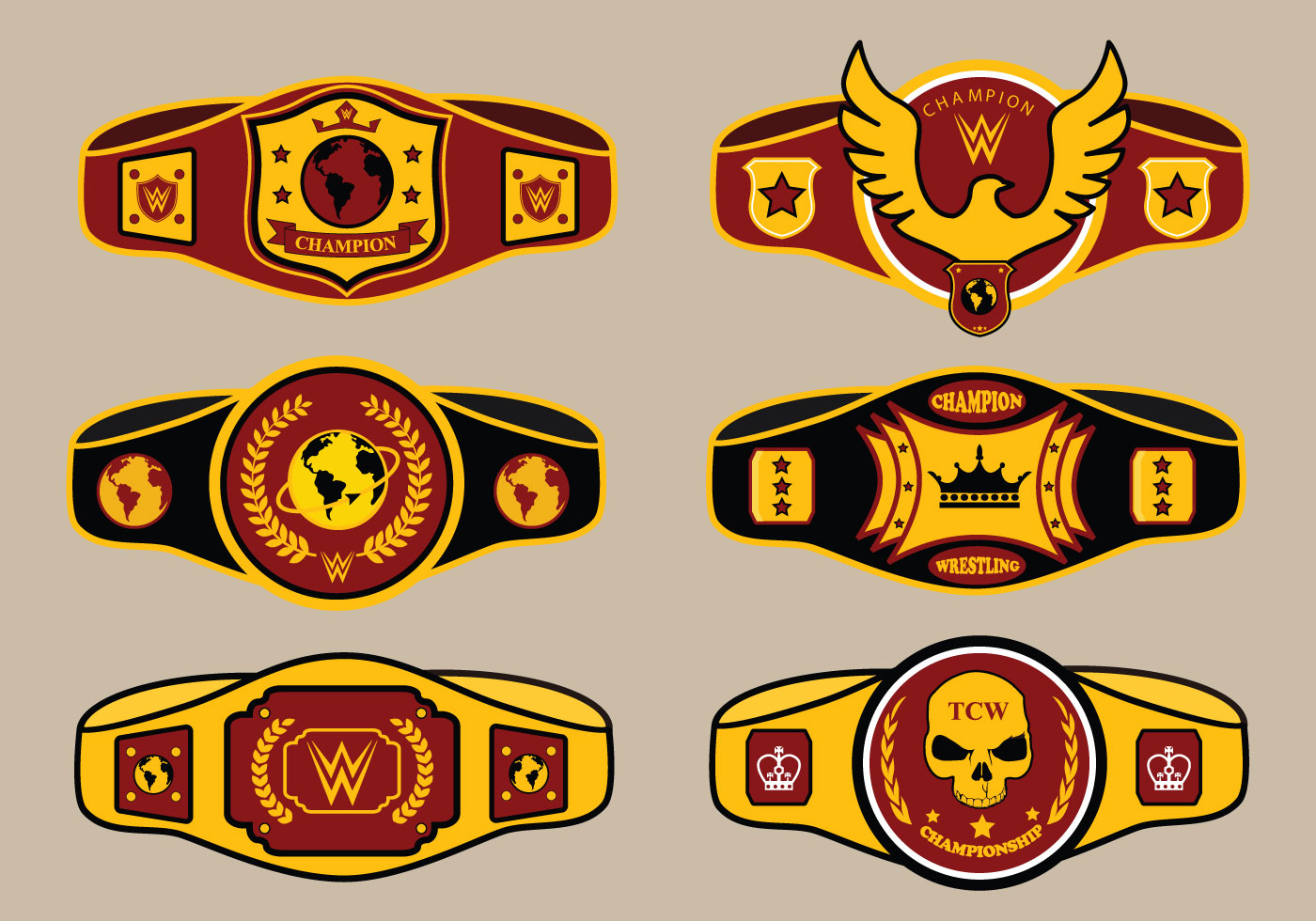 World Championship Belt Vector Pack 140630 Vector Art at Vecteezy