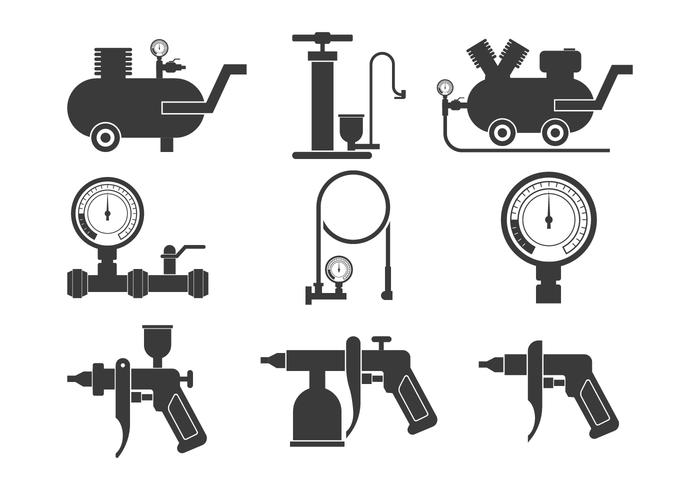 Air Pump Icons Set vector