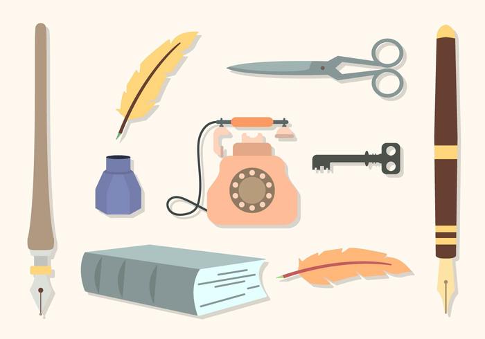 Flat Vintage Stuff Collections vector