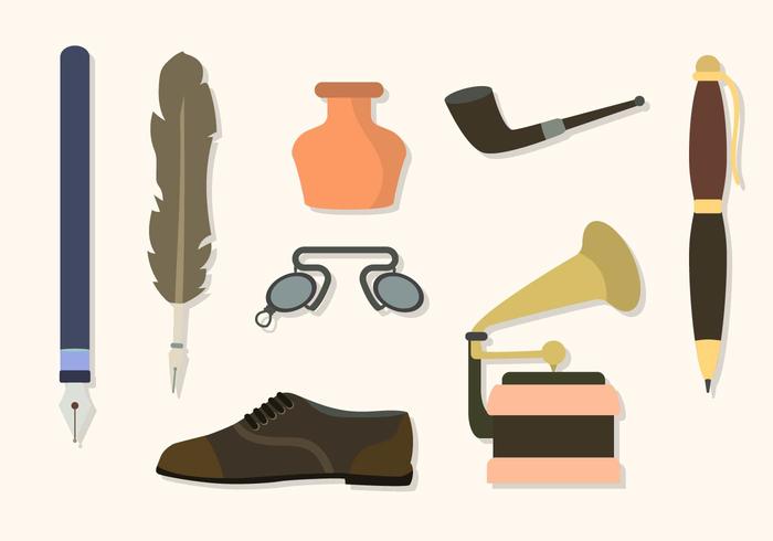 Flat Vintage Stuff Collections vector