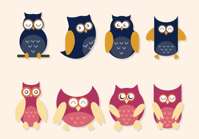 Flat Owl Vectors