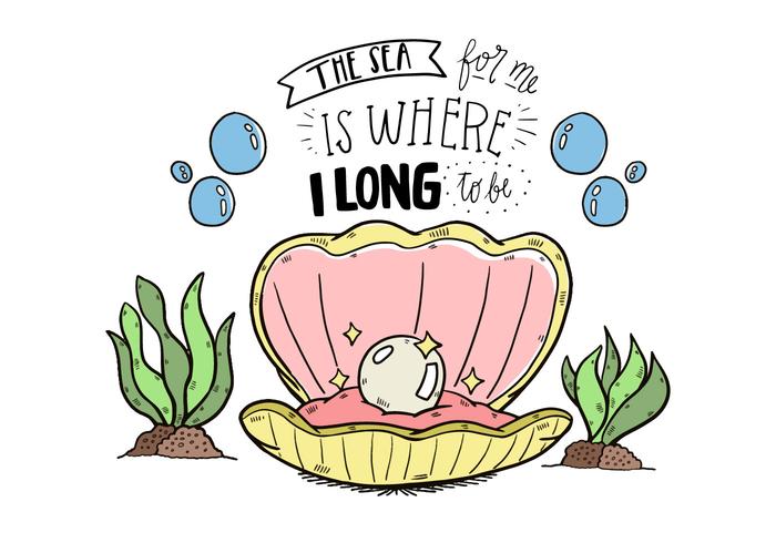 Pearl In A Shell Vector Illustration On A White Background Pearl In A Shell Vector Illustration On A White Background