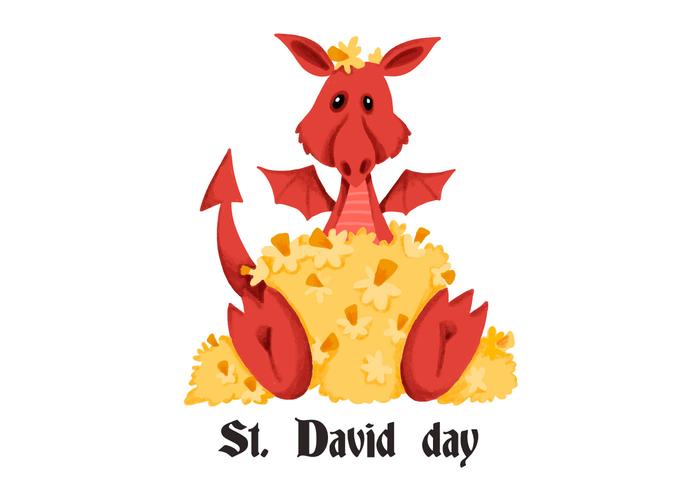 Cute Red Dragon Saint David's Day vector