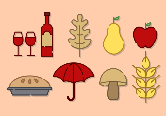 Line Art Thanksgiving Elements Vector