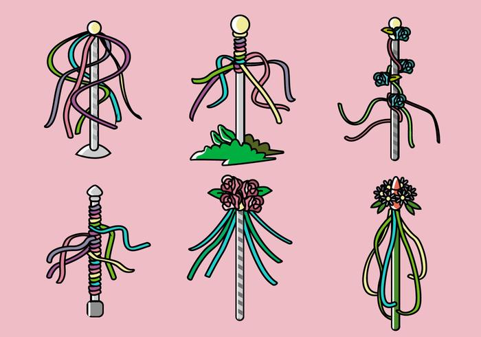 Colorful Maypole Europan Folk Festival Vector Colorful Maypole Europan Folk Festival Vector