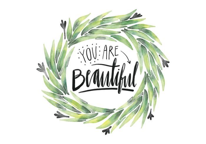 Cute Watercolor Leaves And Lettering Quote vector