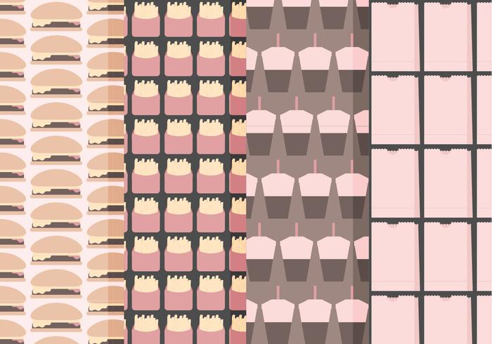 Vector Set of Fast Food Seamless Patterns Vector Set of Fast Food Seamless Patterns