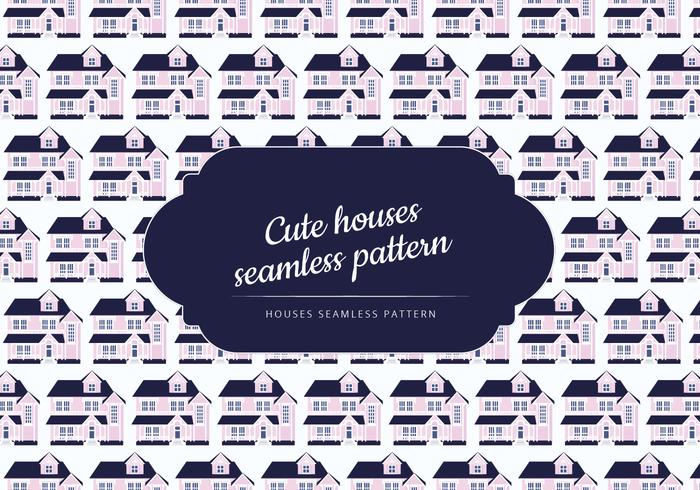 Vector Seamless Pattern of a Cute House