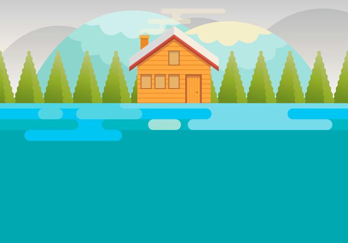 Holiday House In Snow Landscape Vector Holiday House In Snow Landscape Vector