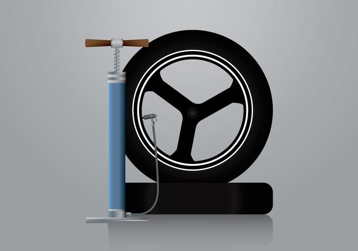 Air Pump and Motorbike Tire Vector Air Pump and Motorbike Tire Vector