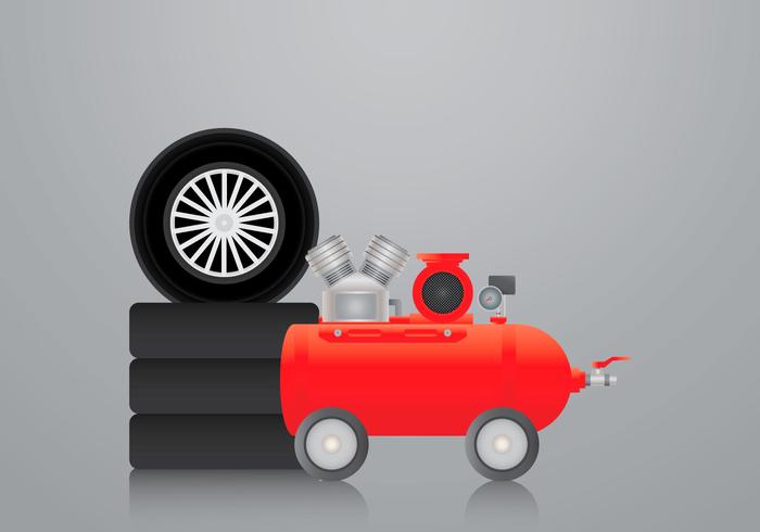 Realistic Air Pump and Tire Vector Illustration Realistic Air Pump and Tire Vector Illustration