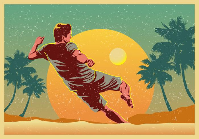 Vector la playa del jugador de fútbol