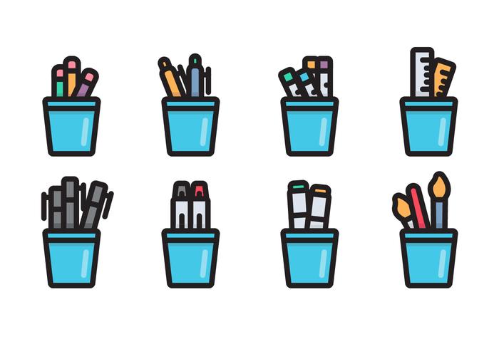 Pen Holder Linear Vector Icon