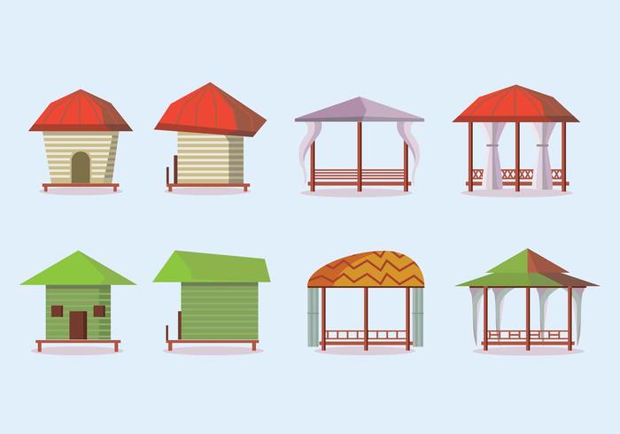 Junto a la playa Cabana iconos vectoriales vector