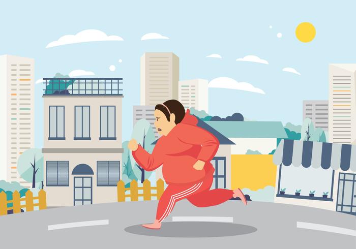 Woman Exercising and Running on the Street Vector 