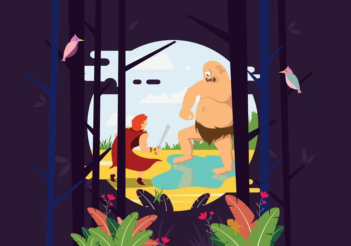 Hercules Fighting Cyclops Monster Illustration 140798 Vector Art At Vecteezy