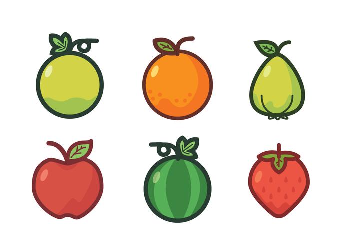 Fruit Fridge Magnet Vector Set