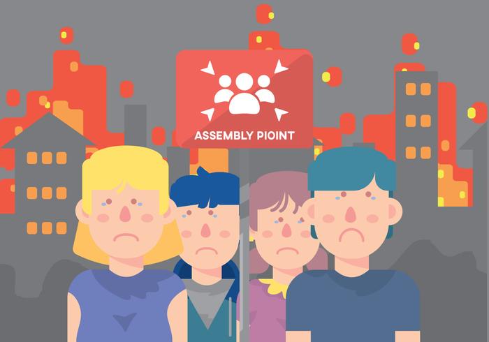 Sad Children On Assembly Point vector