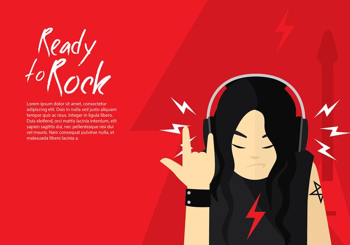 Head Phone Listening Rock Free Vector
