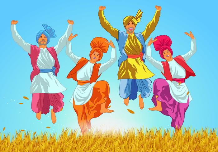 Classic Bhangra Dancers Vector