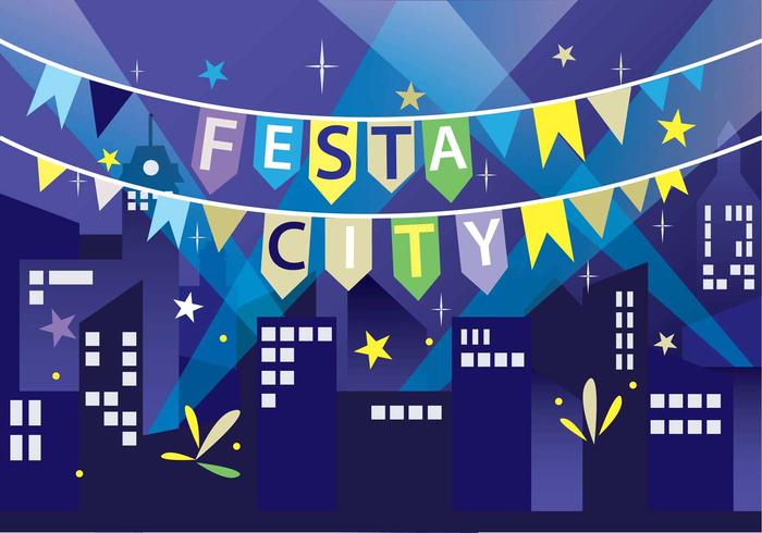 Celebración Festa en el vector de la ciudad